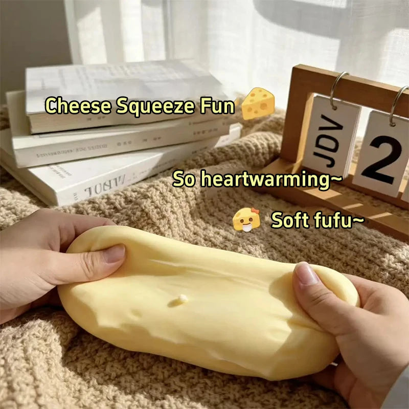 Giant Cheese Cube Squeezing Ball 7cm Ultra-thin Cheese Flour Ball Plastic Kneading Music TPR Decompression Toy Room Decoration