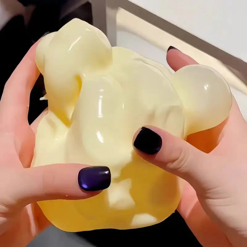 Giant Cheese Cube Squeezing Ball 7cm Ultra-thin Cheese Flour Ball Plastic Kneading Music TPR Decompression Toy Room Decoration