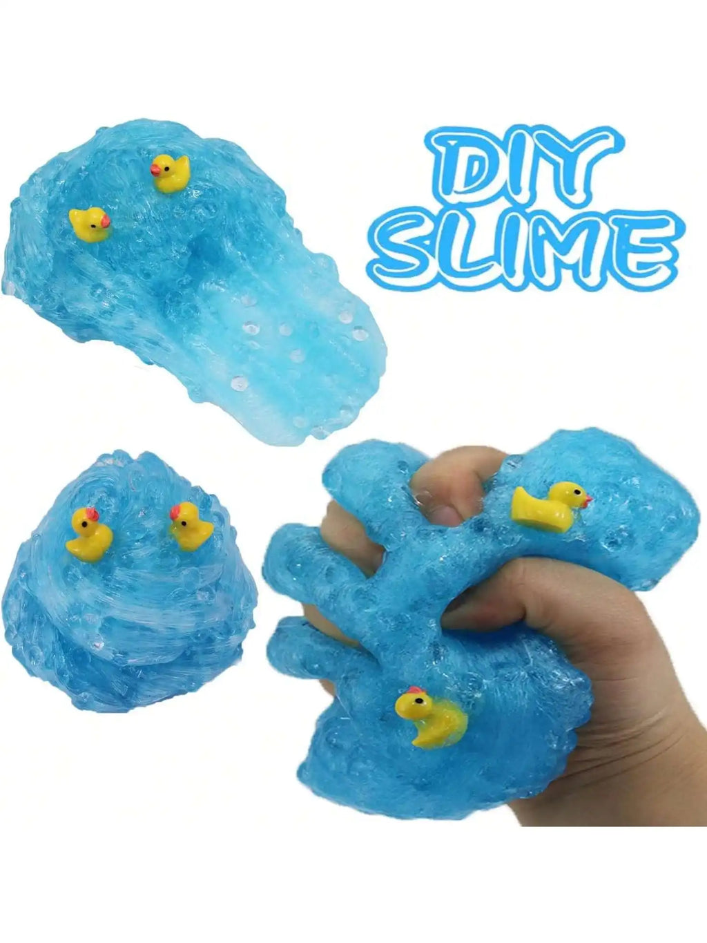 Happy Duckling Swimming Slime Shape, DIY Slime Dough, Unzipping Simulation Handmade Kit, Stretchable Blue Mud, Playset, Christma