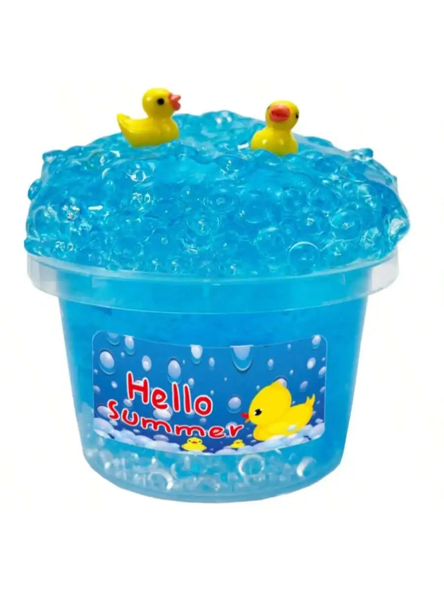 Happy Duckling Swimming Slime Shape, DIY Slime Dough, Unzipping Simulation Handmade Kit, Stretchable Blue Mud, Playset, Christma